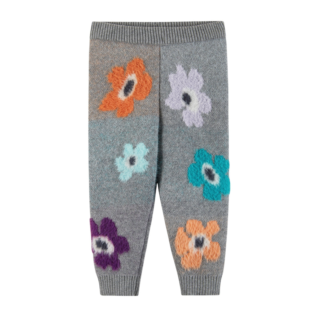 Infant 2-Piece Dove Grey Sweater & Pant Set | Eyelash Flowers - Andy & Evan