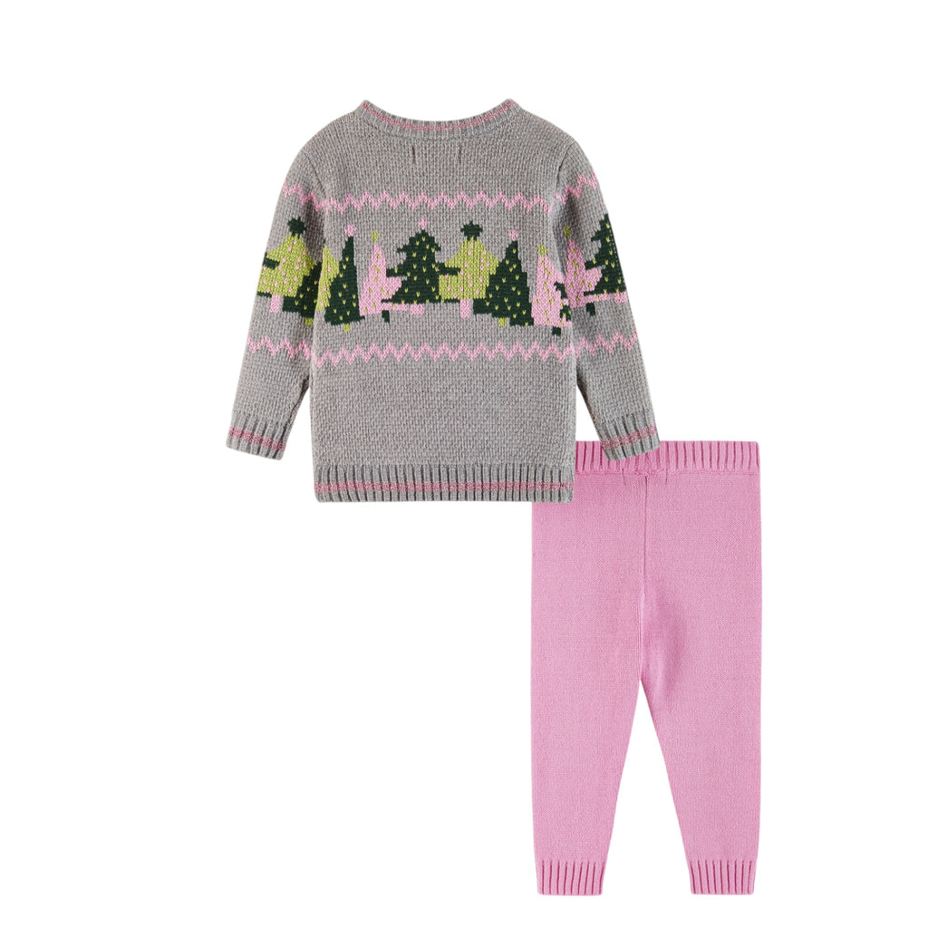 Infant (0-24m) Chenille Sweater & Knit Pant Set | Festive Trees - Andy & Evan