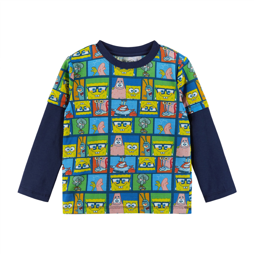 SpongeBob SquarePants™ x Andy & Evan® | Kids (2-7) Long Sleeve Character Collage T-Shirt - Andy & Evan