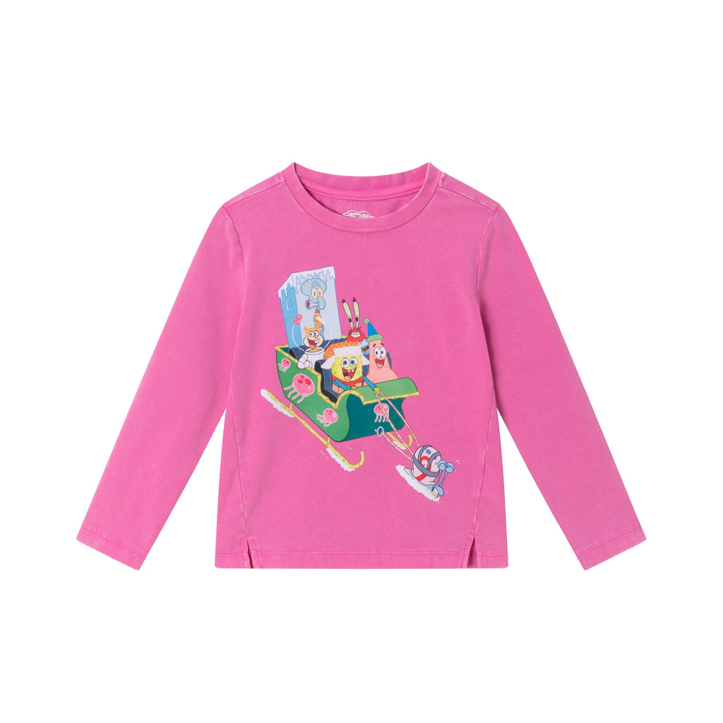 SpongeBob SquarePants™ x Andy & Evan® | Kids (2-6x)Krabby Patty Sleigh Ride Tee | Pink - Andy & Evan