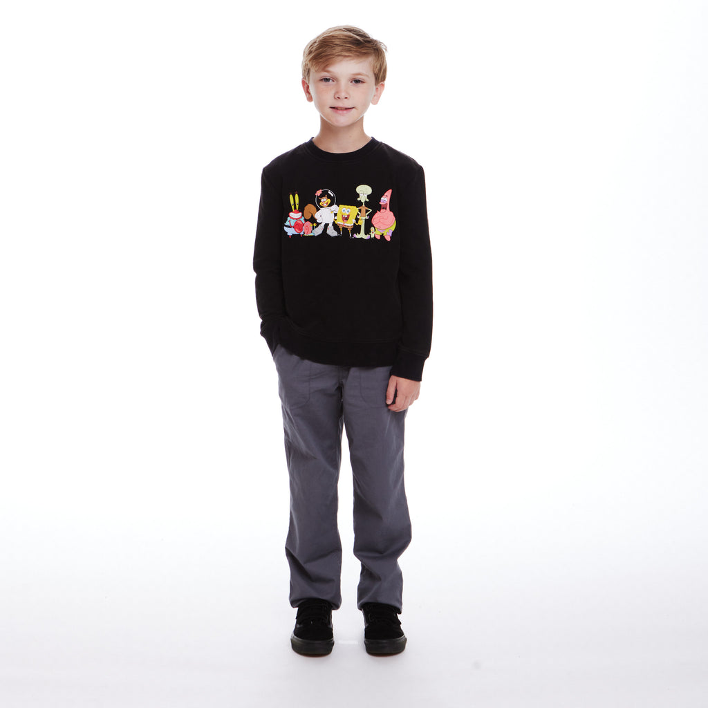 SpongeBob SquarePants™ x Andy & Evan® | Kids (8-12) Stone-Washed Screenprint Front & Back Printed Crew - Andy & Evan