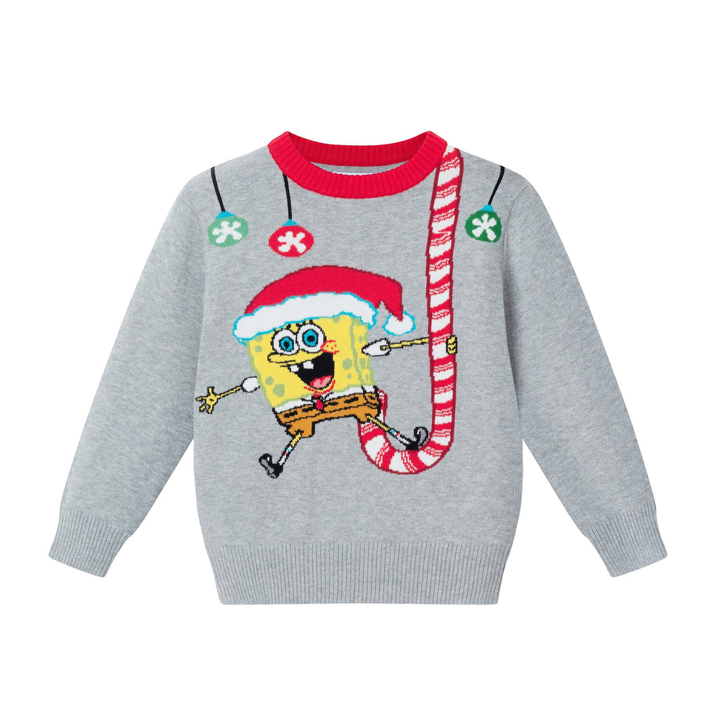 SpongeBob SquarePants™ x Andy & Evan® | Kids (2-7) Jacquard Sweater | Candy Cane - Andy & Evan