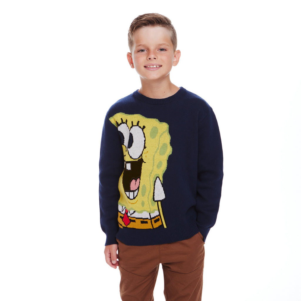 SpongeBob SquarePants™ x Andy & Evan® | Kids (2-7) Oversized Buddies Wrap-around Jacquard Sweater - Andy & Evan