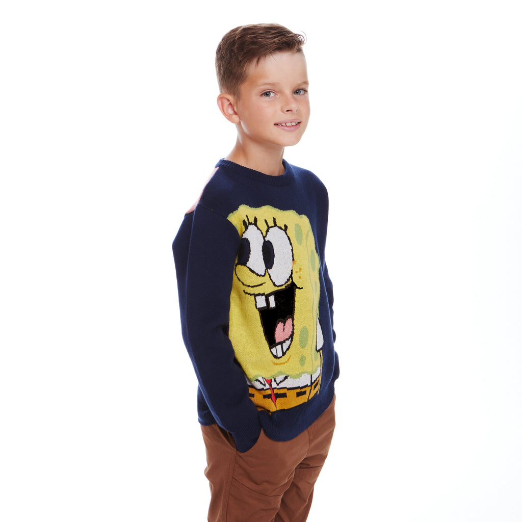 SpongeBob SquarePants™ x Andy & Evan® | Kids (2-7) Oversized Buddies Wrap-around Jacquard Sweater - Andy & Evan