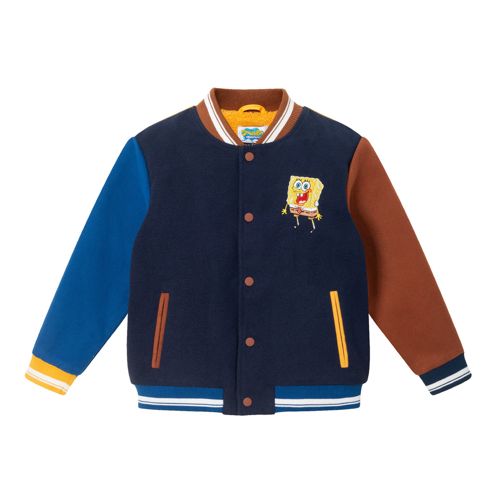 SpongeBob SquarePants™ x Andy & Evan® | Kids (2-12) Patchwork Color-Blocked Varsity Jacket - Andy & Evan