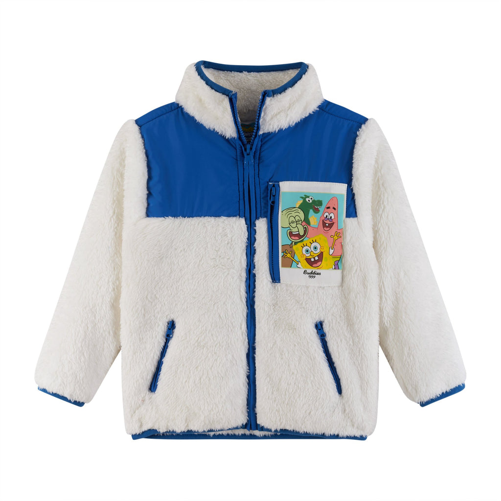 SpongeBob SquarePants™ x Andy & Evan® | Kids (2-7) Bikini Bottom Buddies Sherpa Jacket with Printed Patch Pocket - Andy & Evan