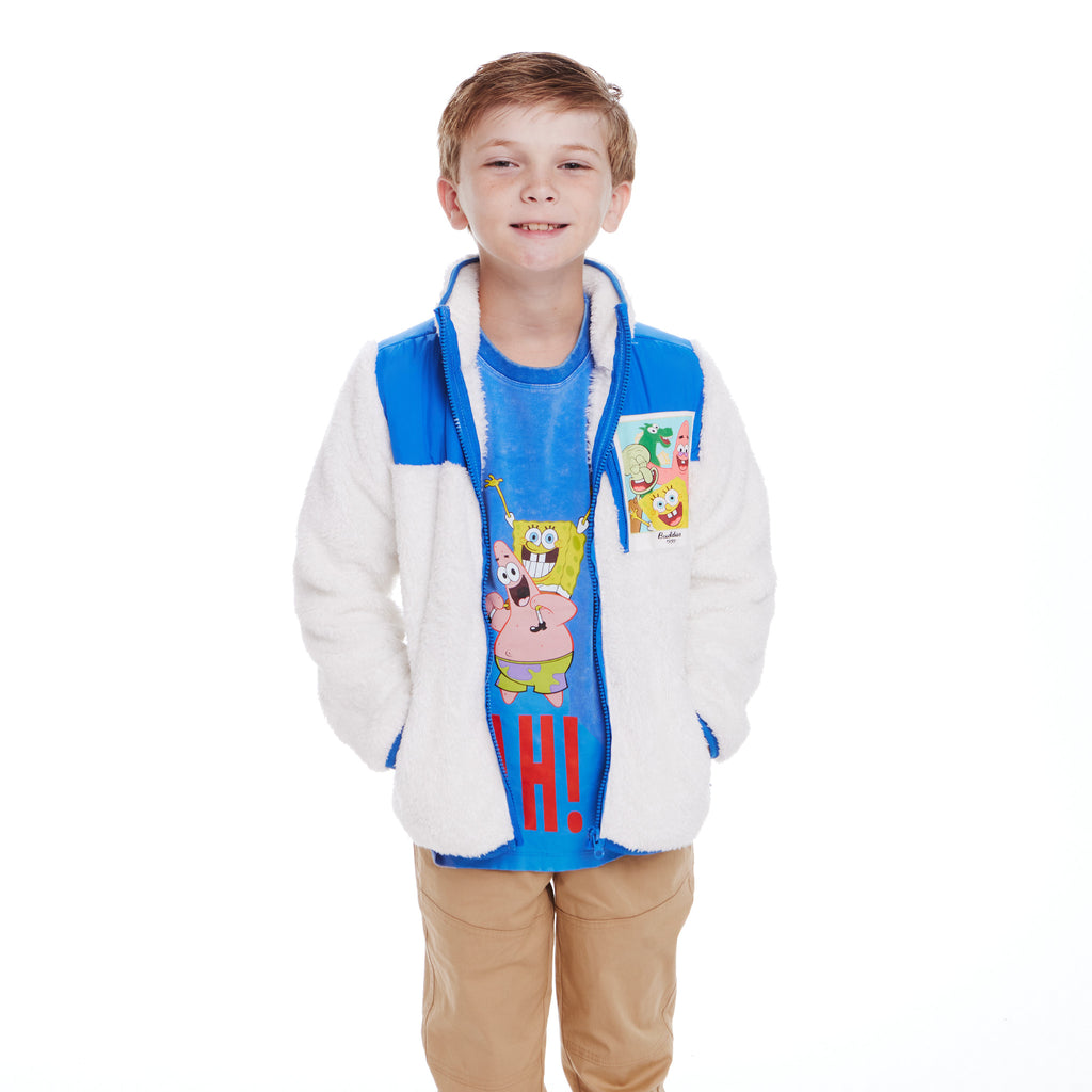 SpongeBob SquarePants™ x Andy & Evan® | Kids (2-7) Bikini Bottom Buddies Sherpa Jacket with Printed Patch Pocket - Andy & Evan