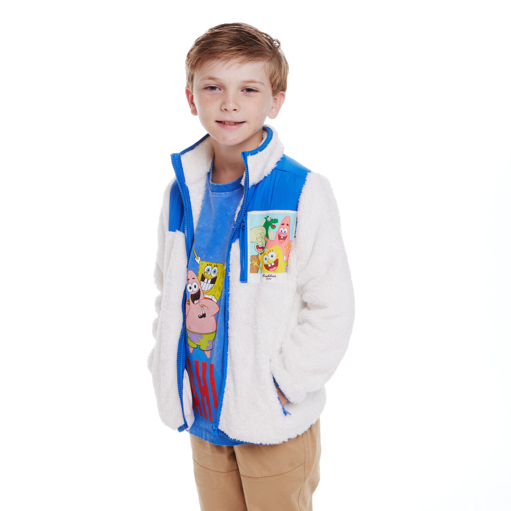 SpongeBob SquarePants™ x Andy & Evan® | Kids (2-7) Bikini Bottom Buddies Sherpa Jacket with Printed Patch Pocket - Andy & Evan