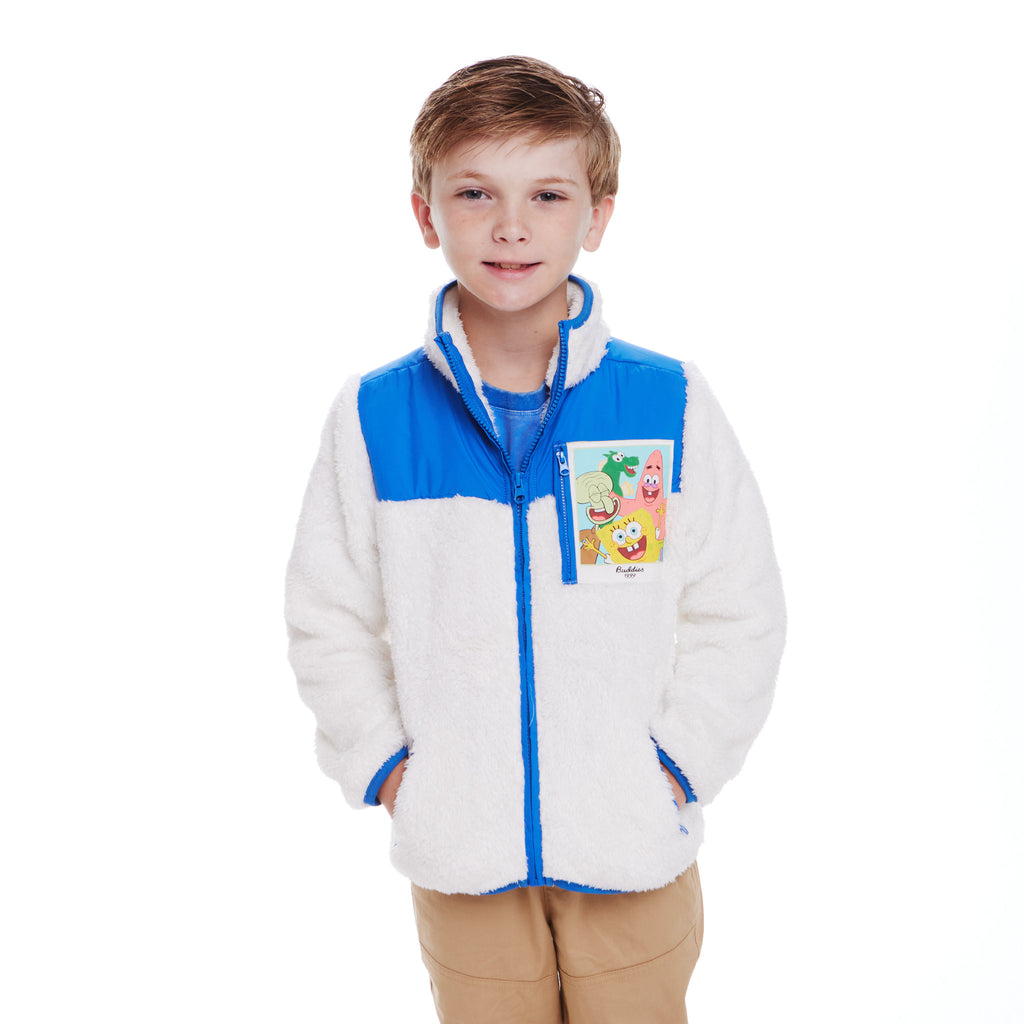 SpongeBob SquarePants™ x Andy & Evan® | Kids (2-7) Bikini Bottom Buddies Sherpa Jacket with Printed Patch Pocket - Andy & Evan