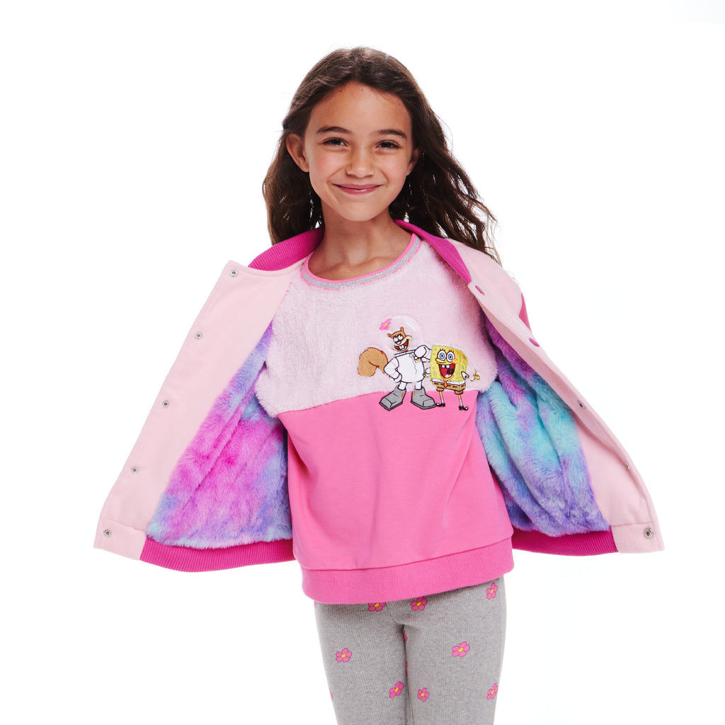 SpongeBob SquarePants™ x Andy & Evan® | Kids (2-6x) Rainbow Patchwork Bomber Jacket - Andy & Evan