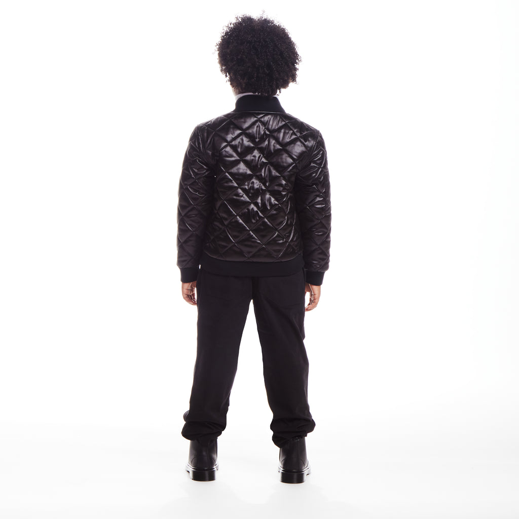 SPACEONE x Andy & Evan® | Kids (4-16) Quilted Bomber with LED Light | Black - Andy & Evan