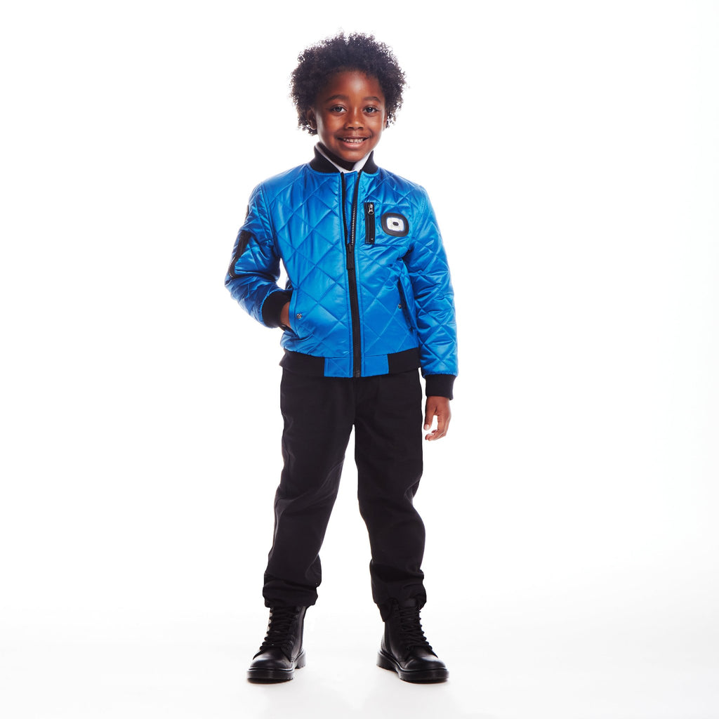 SPACEONE x Andy & Evan® | Kids (4-16) Quilted Bomber with LED Light | Blue - Andy & Evan