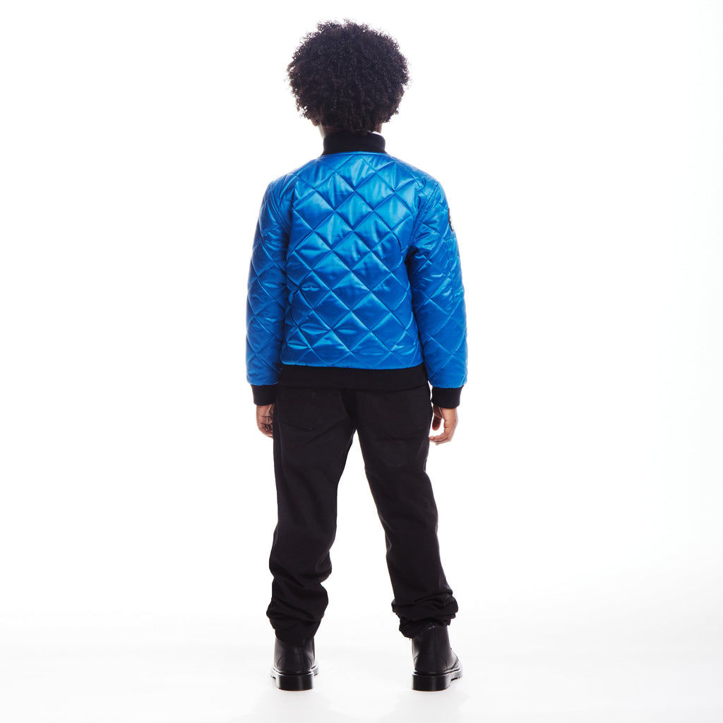 SPACEONE x Andy & Evan® | Kids (4-16) Quilted Bomber with LED Light | Blue - Andy & Evan