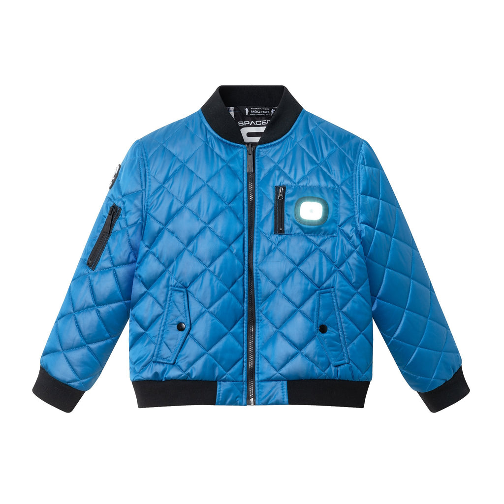 SPACEONE x Andy & Evan® | Kids (4-16) Quilted Bomber with LED Light | Blue - Andy & Evan