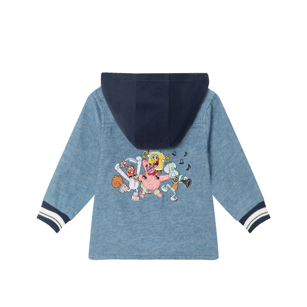 SpongeBob SquarePants™ x Andy & Evan® | Infant Embroidery Shellebration Brushed Washed Oxford Hooded Shacket Set - Andy & Evan