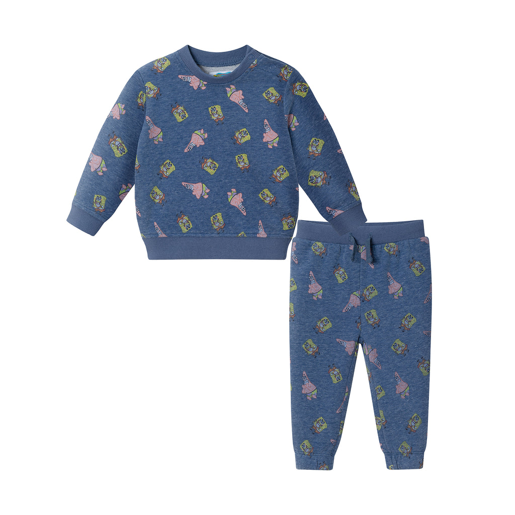 SpongeBob SquarePants™ x Andy & Evan® | Infant (9-24M) Spongebob French Terry Set | Navy - Andy & Evan