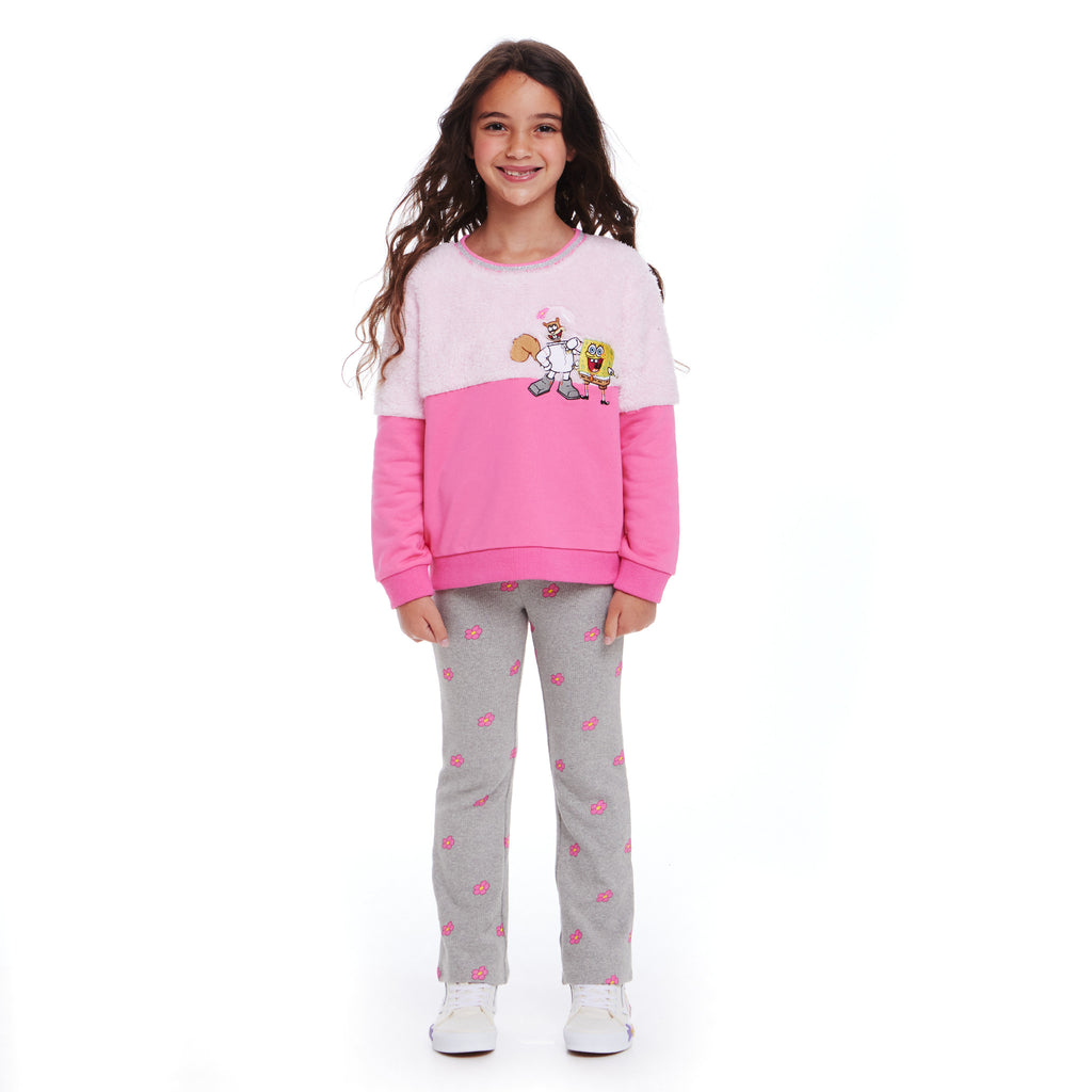 SpongeBob SquarePants™ x Andy & Evan® | Kids (2-6x) Crewneck Sweater & Ribbed Flare Legging Set - Andy & Evan