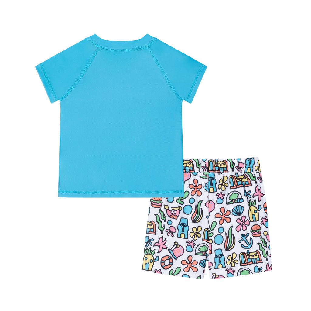 SpongeBob SquarePants™ x Andy & Evan® | Infant (9-12M) 3D Dot Pocket & Bikini Bottom Rash Guard Set - Andy & Evan