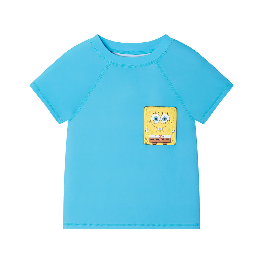 SpongeBob SquarePants™ x Andy & Evan® | Kids (2-7) 3D Dot Pocket & Bikini Bottom Rash Guard Set - Andy & Evan