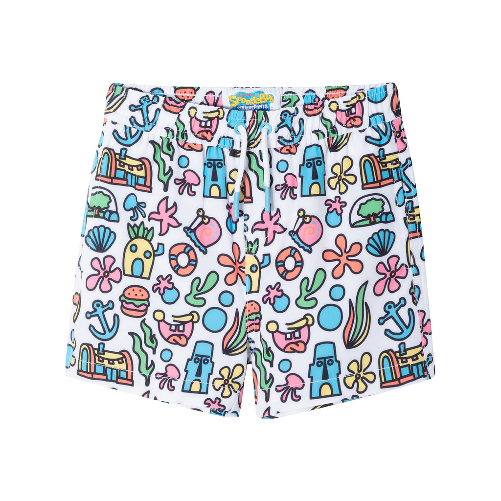 SpongeBob SquarePants™ x Andy & Evan® | Kids (2-7) 3D Dot Pocket & Bikini Bottom Rash Guard Set - Andy & Evan