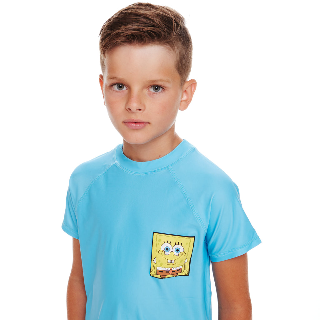 SpongeBob SquarePants™ x Andy & Evan® | Kids (2-7) 3D Dot Pocket & Bikini Bottom Rash Guard Set - Andy & Evan