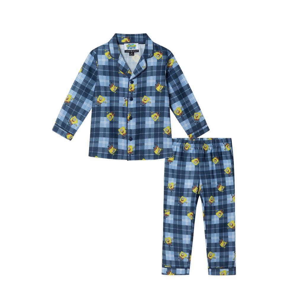 SpongeBob SquarePants™ x Andy & Evan® | Kids (2-7) Flannel Plaid Pajama Set | Navy - Andy & Evan