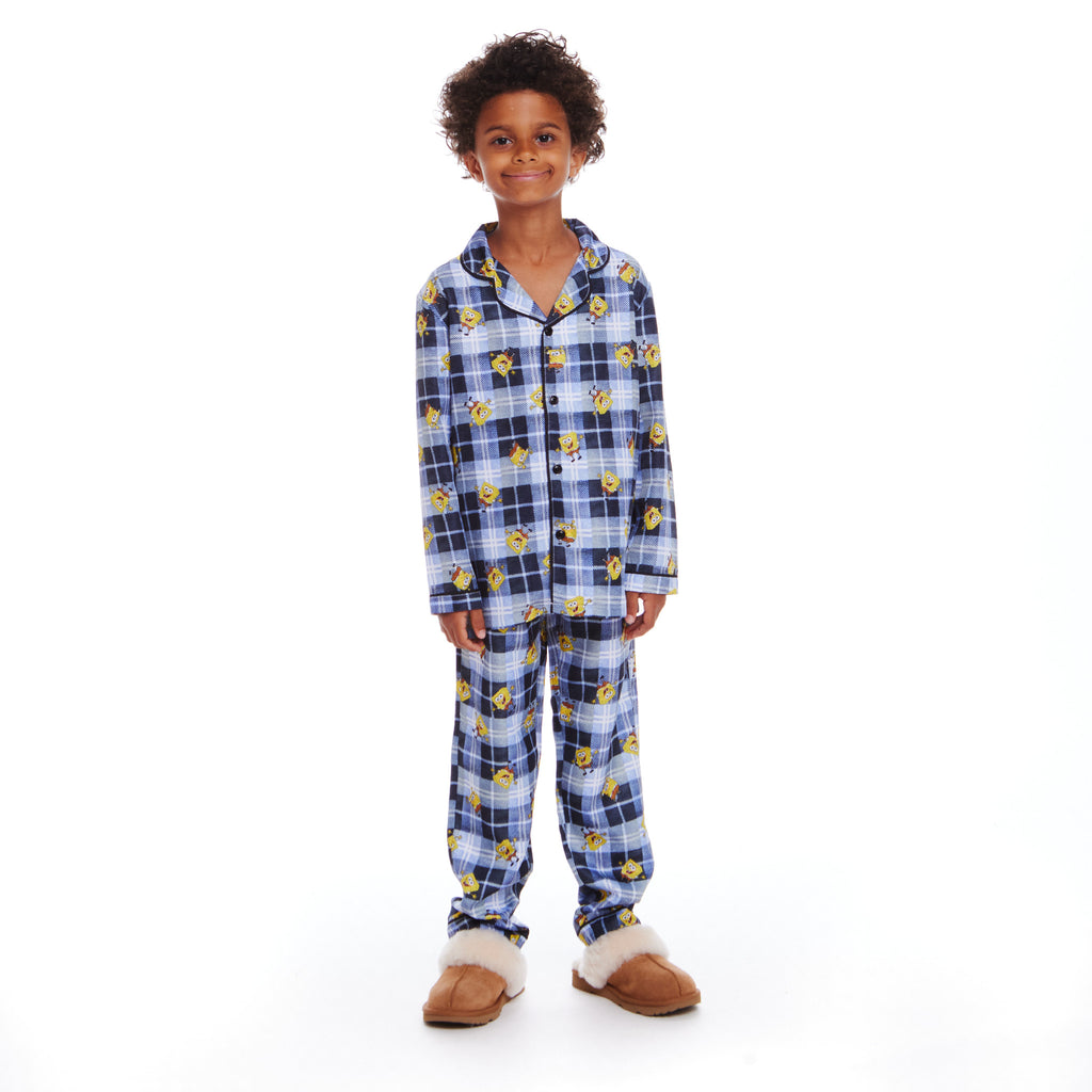 SpongeBob SquarePants™ x Andy & Evan® | Kids (2-7) Flannel Plaid Pajama Set | Navy - Andy & Evan