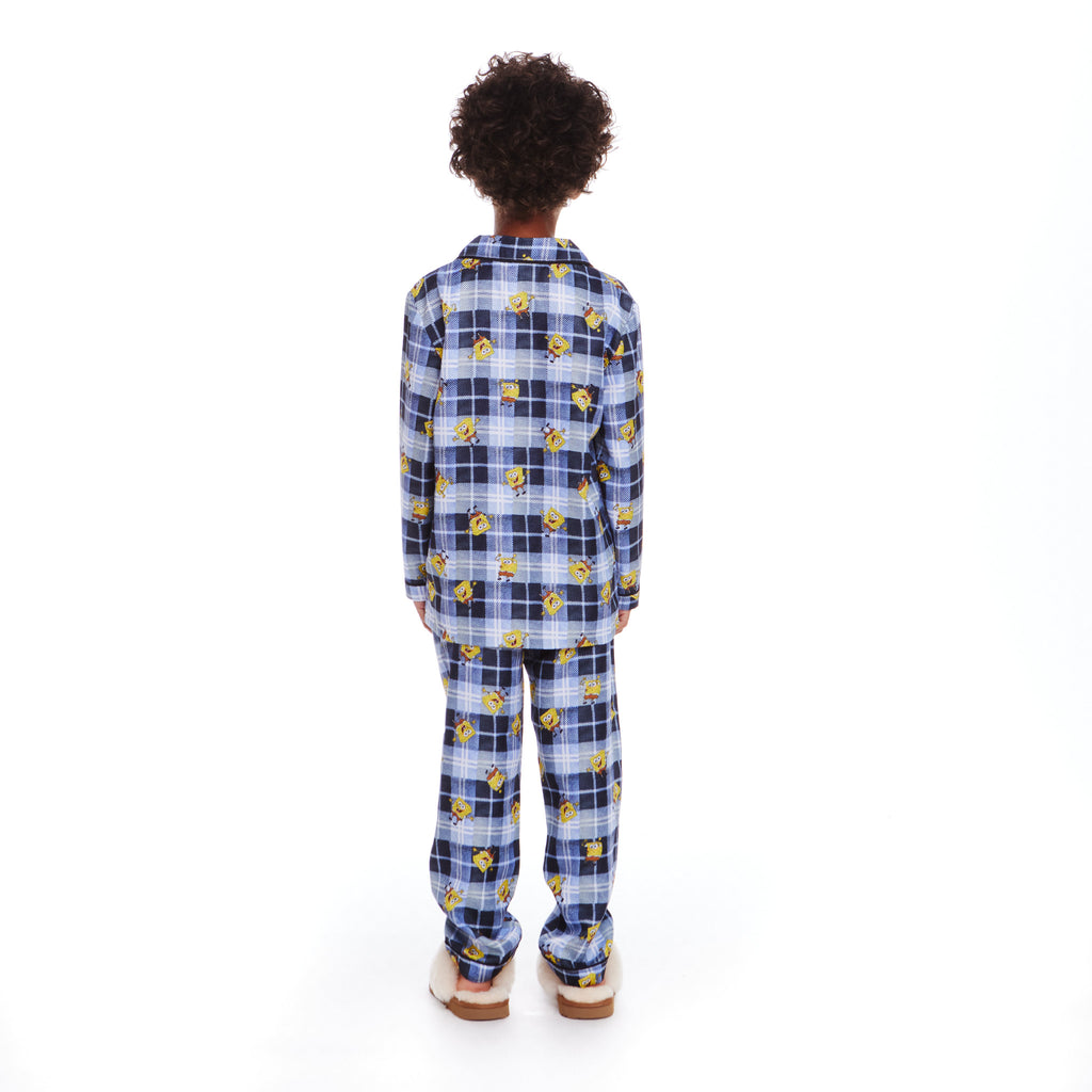 SpongeBob SquarePants™ x Andy & Evan® | Kids (2-7) Flannel Plaid Pajama Set | Navy - Andy & Evan