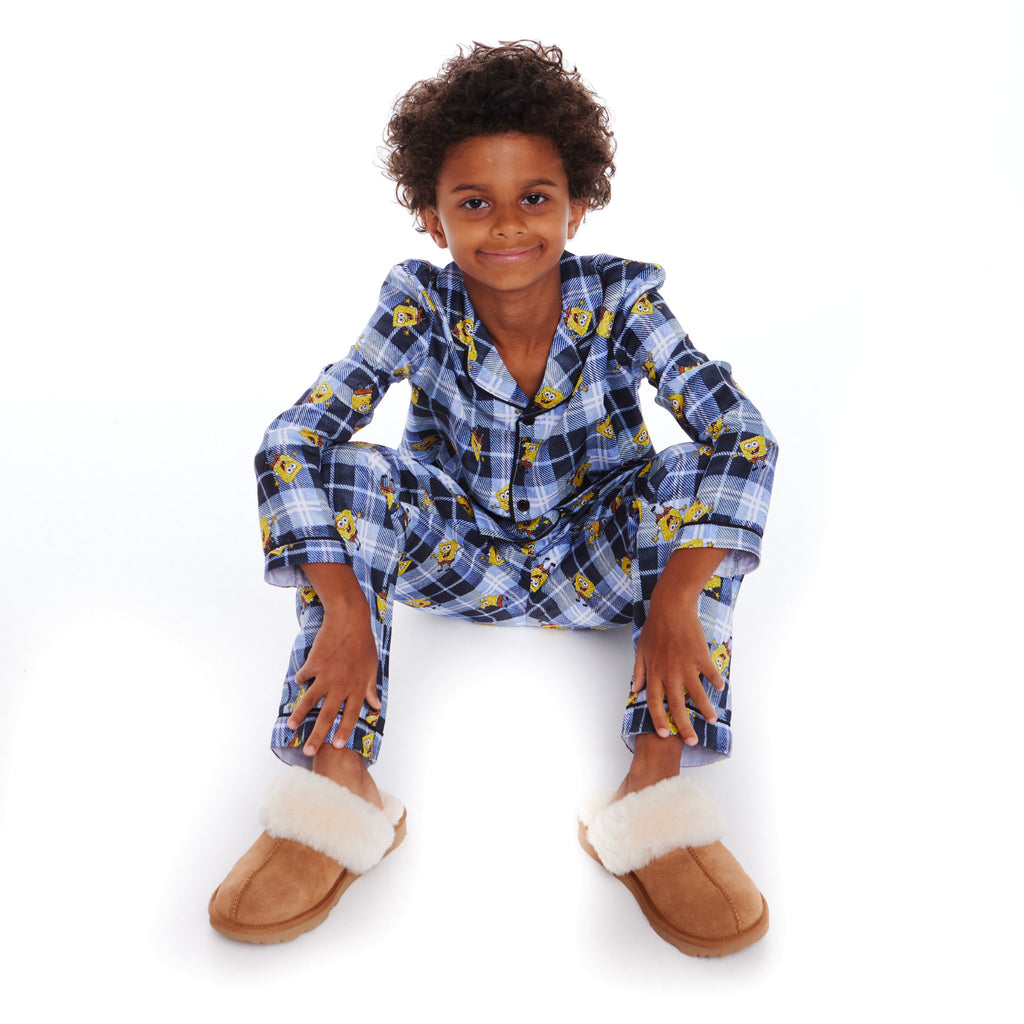 SpongeBob SquarePants™ x Andy & Evan® | Kids (2-7) Flannel Plaid Pajama Set | Navy - Andy & Evan