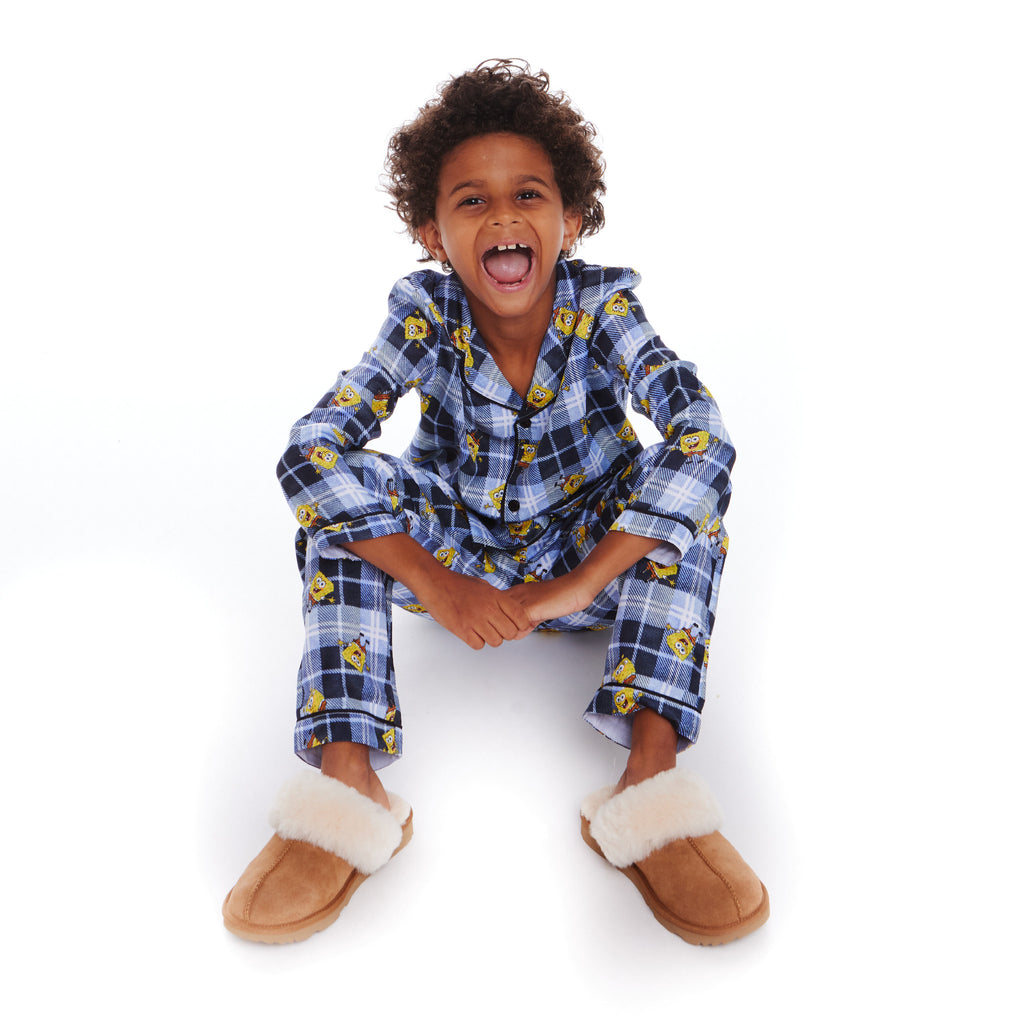 SpongeBob SquarePants™ x Andy & Evan® | Kids (2-7) Flannel Plaid Pajama Set | Navy - Andy & Evan