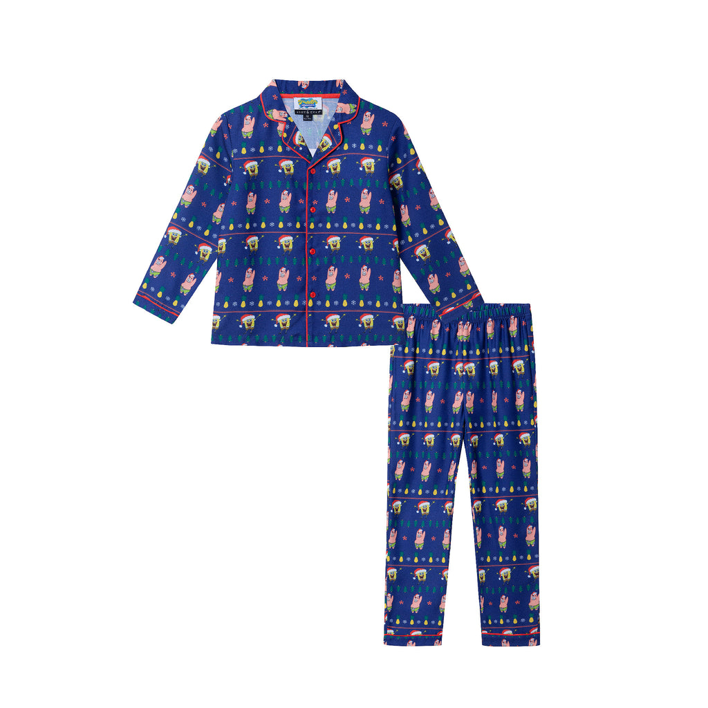 SpongeBob SquarePants™ x Andy & Evan® | Kids Fair Isle Pajama Set | Navy - Andy & Evan