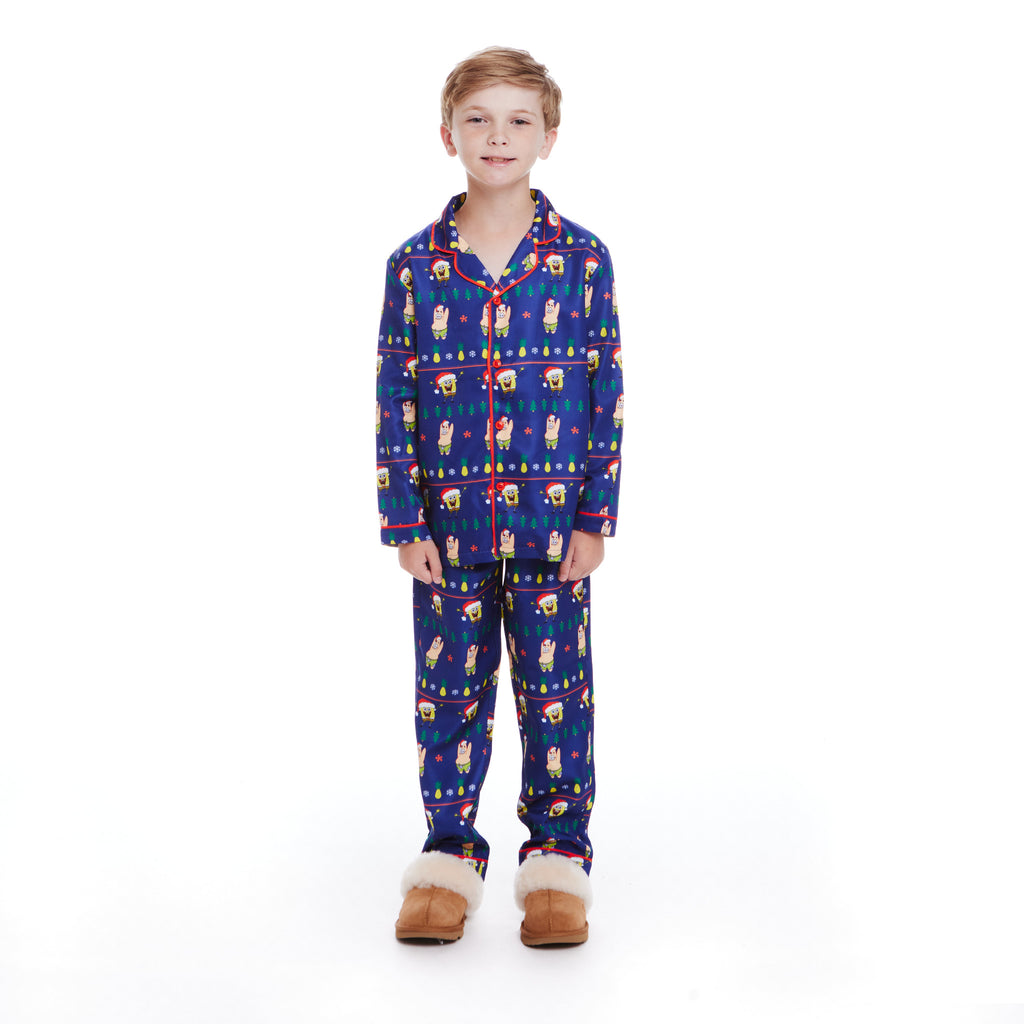 SpongeBob SquarePants™ x Andy & Evan® | Kids Fair Isle Pajama Set | Navy - Andy & Evan