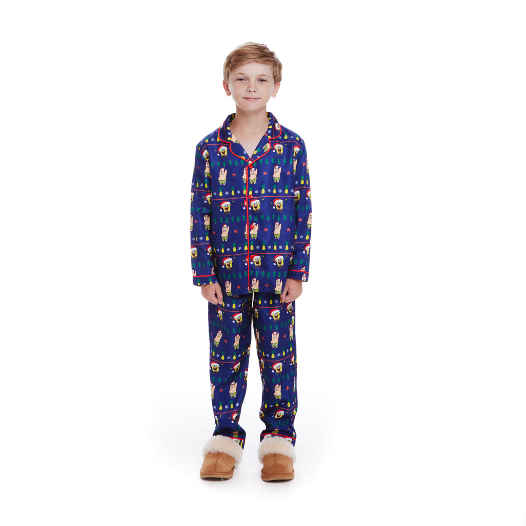 SpongeBob SquarePants™ x Andy & Evan® | Kids Fair Isle Pajama Set | Navy - Andy & Evan