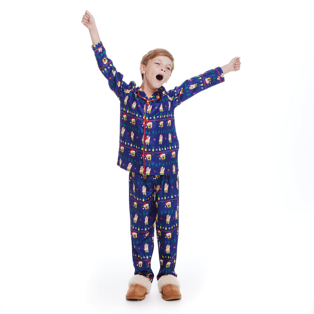 SpongeBob SquarePants™ x Andy & Evan® | Kids Fair Isle Pajama Set | Navy - Andy & Evan