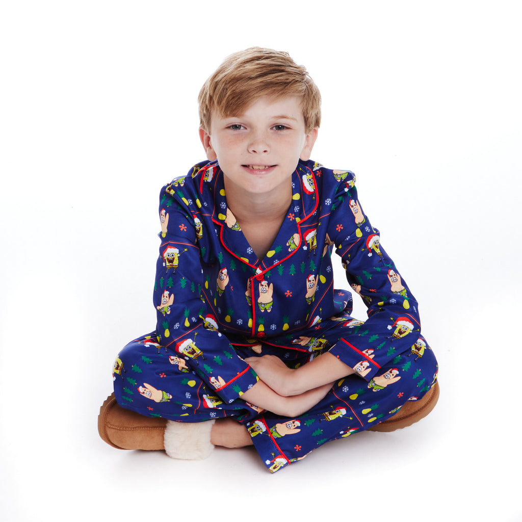 SpongeBob SquarePants™ x Andy & Evan® | Kids Fair Isle Pajama Set | Navy - Andy & Evan