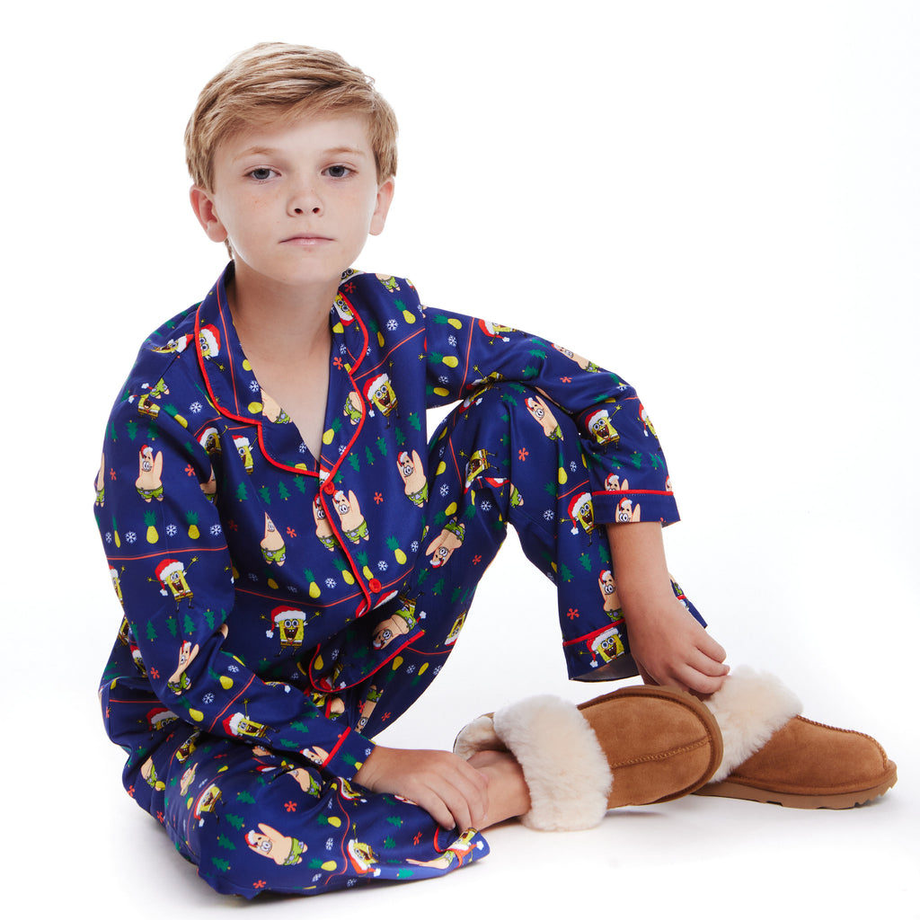 SpongeBob SquarePants™ x Andy & Evan® | Kids Fair Isle Pajama Set | Navy - Andy & Evan