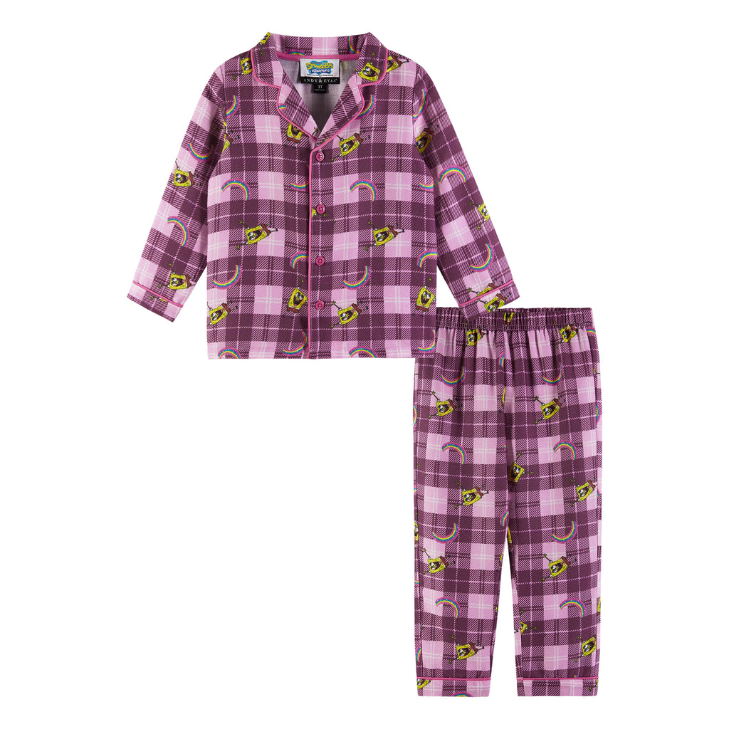 SpongeBob SquarePants™ x Andy & Evan® | Kids (3-8) Flannel Plaid Pajama Set | Pink - Andy & Evan