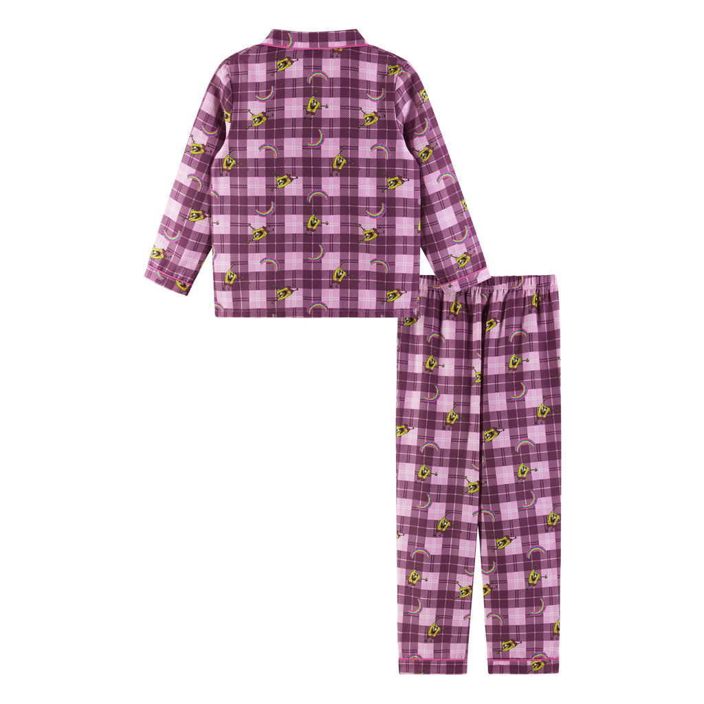 SpongeBob SquarePants™ x Andy & Evan® | Kids (3-8) Flannel Plaid Pajama Set | Pink - Andy & Evan