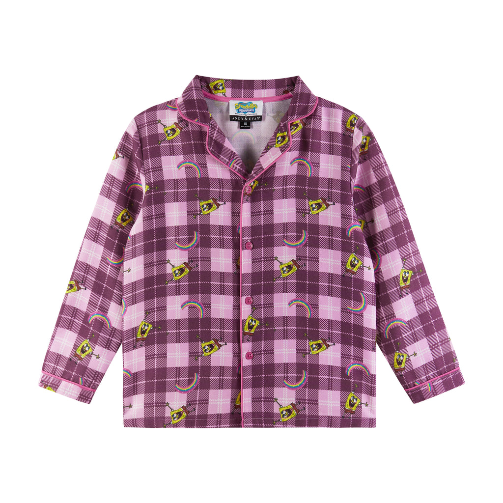 SpongeBob SquarePants™ x Andy & Evan® | Kids (3-8) Flannel Plaid Pajama Set | Pink - Andy & Evan