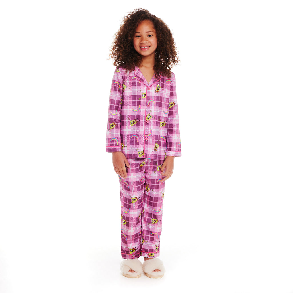 SpongeBob SquarePants™ x Andy & Evan® | Kids (3-8) Flannel Plaid Pajama Set | Pink - Andy & Evan