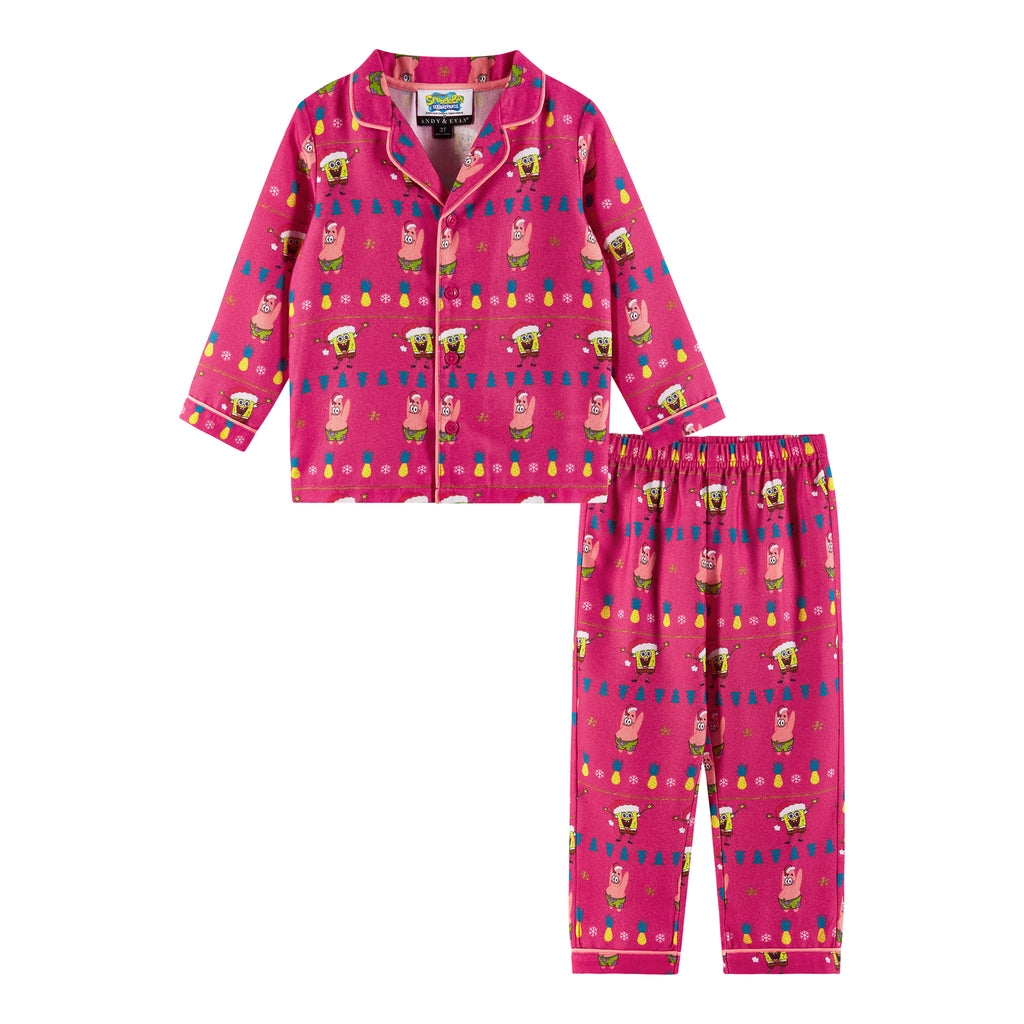 SpongeBob SquarePants™ x Andy & Evan® | Kids (2-8) Fair Isle Pajama Set | Pink - Andy & Evan