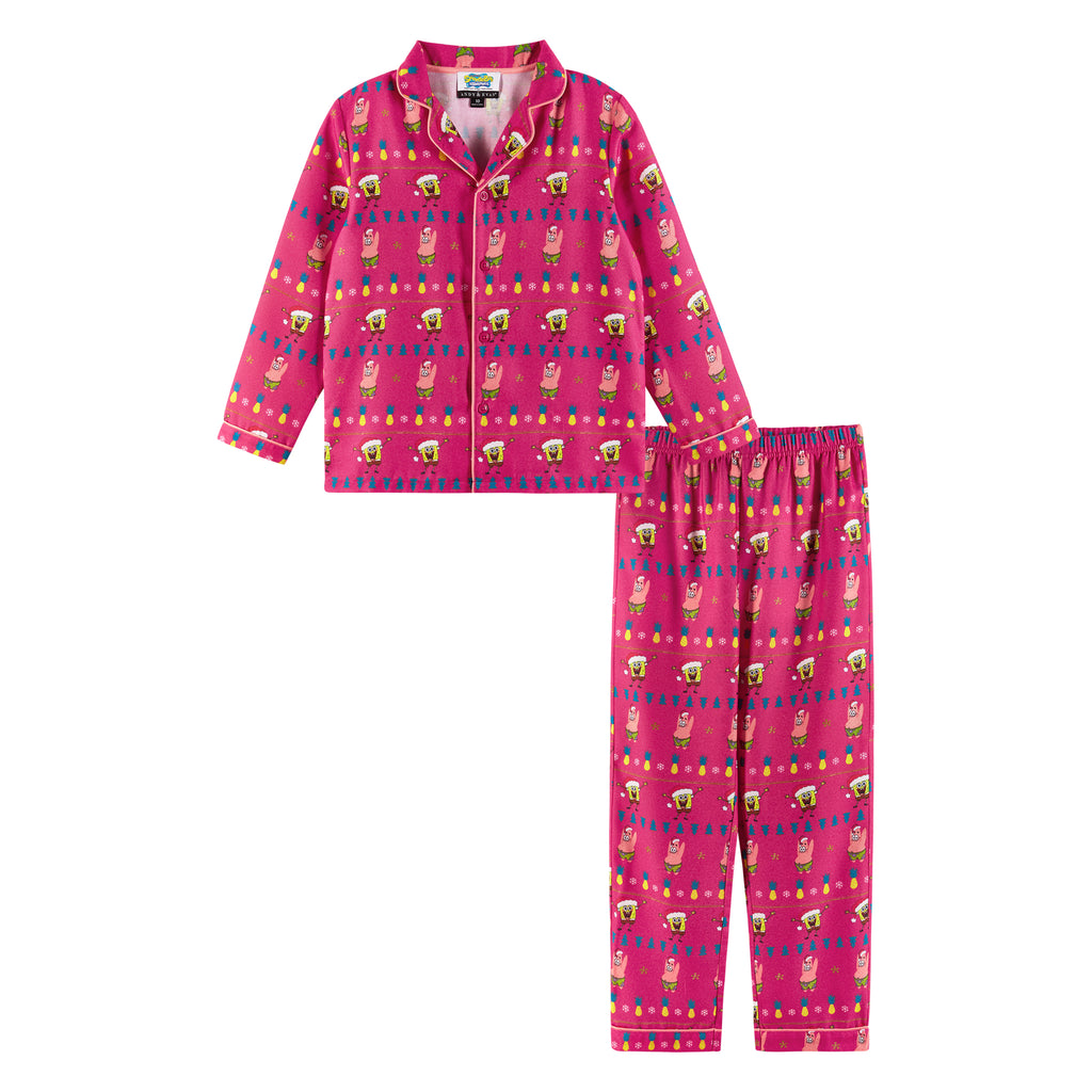 SpongeBob SquarePants™ x Andy & Evan® | Kids (2-16) Fair Isle Pajama Set | Pink - Andy & Evan