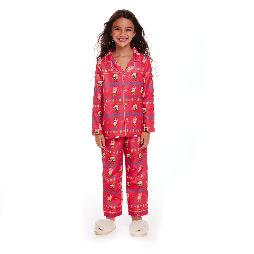 SpongeBob SquarePants™ x Andy & Evan® | Kids (2-16) Fair Isle Pajama Set | Pink - Andy & Evan