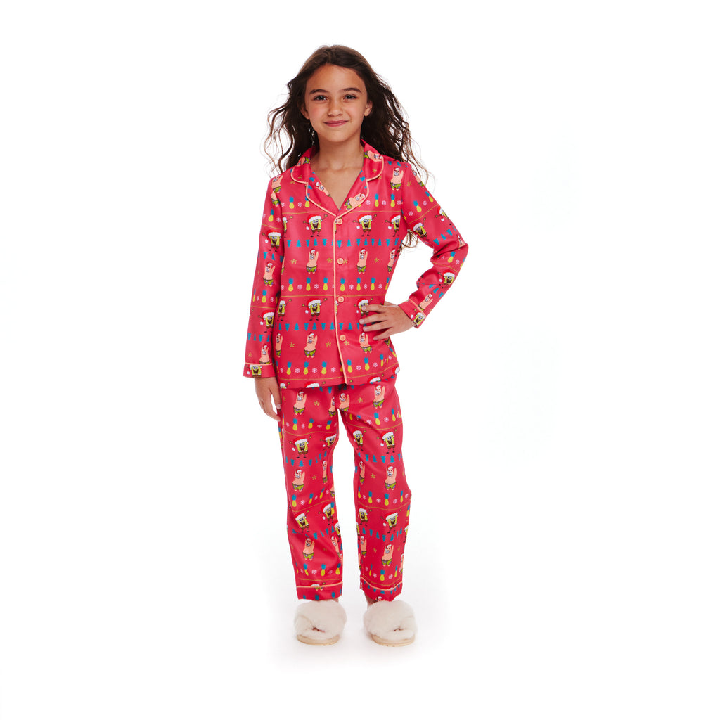 SpongeBob SquarePants™ x Andy & Evan® | Kids (2-16) Fair Isle Pajama Set | Pink - Andy & Evan