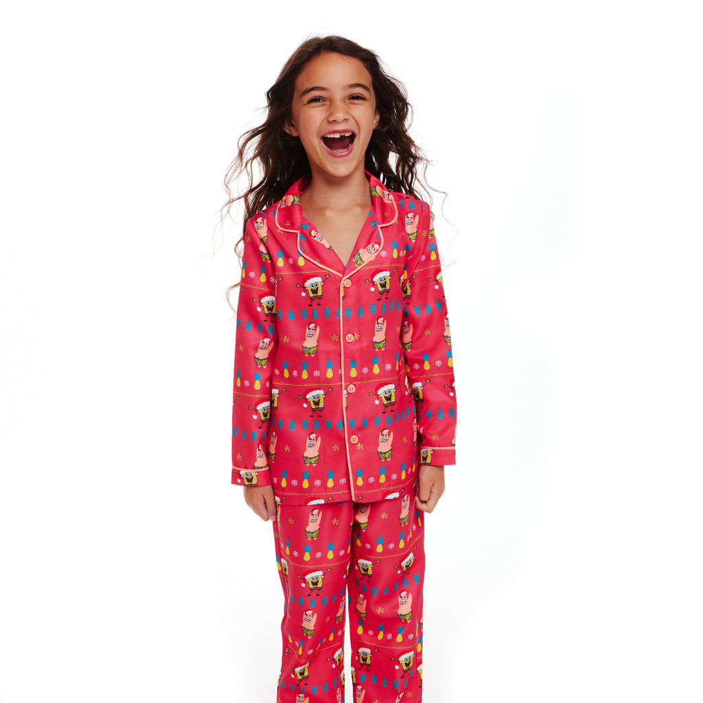 SpongeBob SquarePants™ x Andy & Evan® | Kids (2-16) Fair Isle Pajama Set | Pink - Andy & Evan