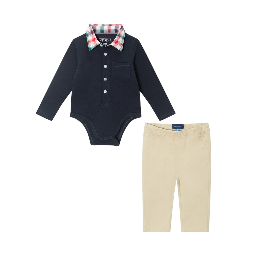 Infant 2-Piece Polo Shirtzie® Set | Navy Holiday - Andy & Evan