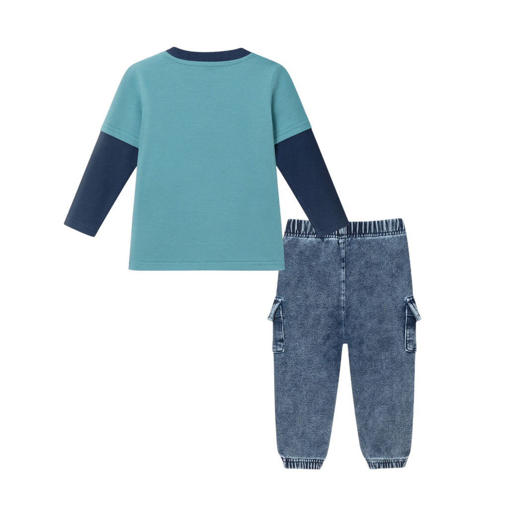 Kids Jersey Twofer Tee & Terry Pants Set | Blue Navy Sports - Andy & Evan