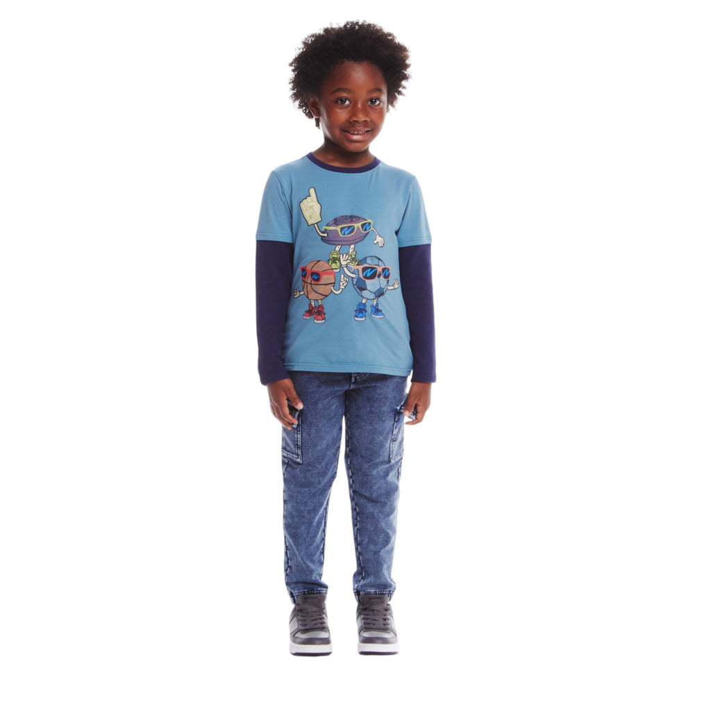 Kids Jersey Twofer Tee & Terry Pants Set | Blue Navy Sports - Andy & Evan