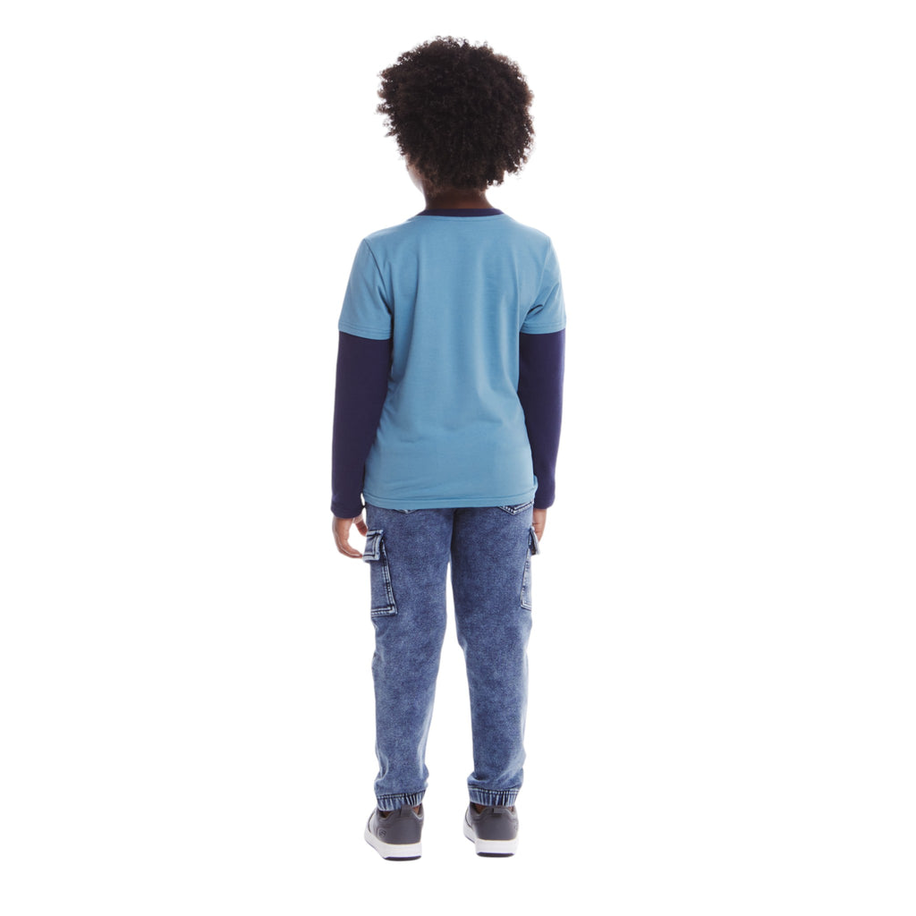 Kids Jersey Twofer Tee & Terry Pants Set | Blue Navy Sports - Andy & Evan