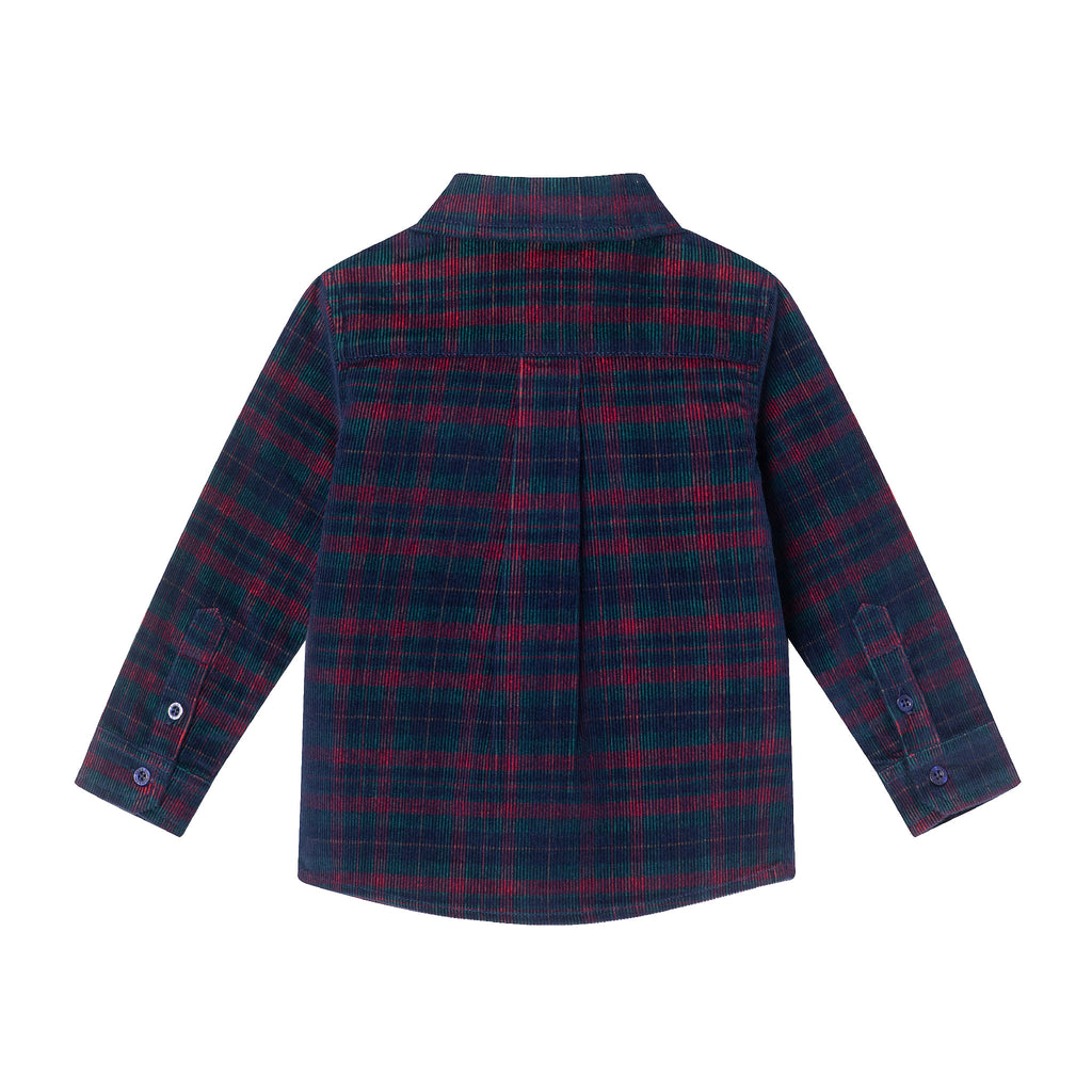 Infant Cord Buttondown & Navy Joggers Set | Red Plaid - Andy & Evan